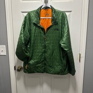 The North Face Men's Lightweight Green Jacket with Orange Lining